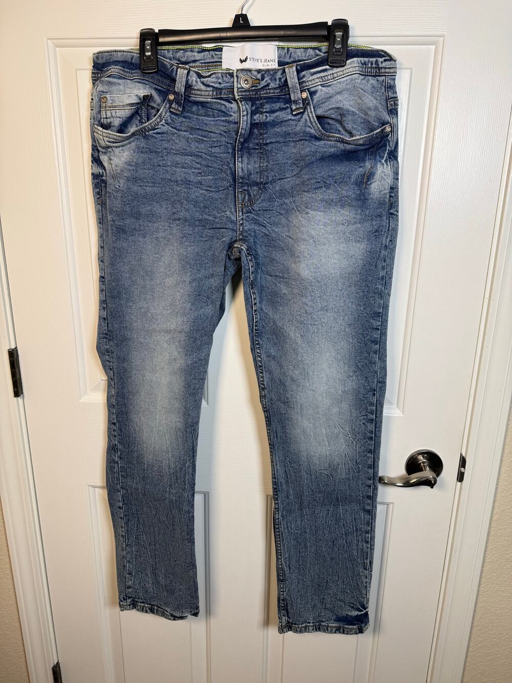 Steve's Jeans Men's Slim Fit Stretch Denim Jeans Acid Wash 34x30